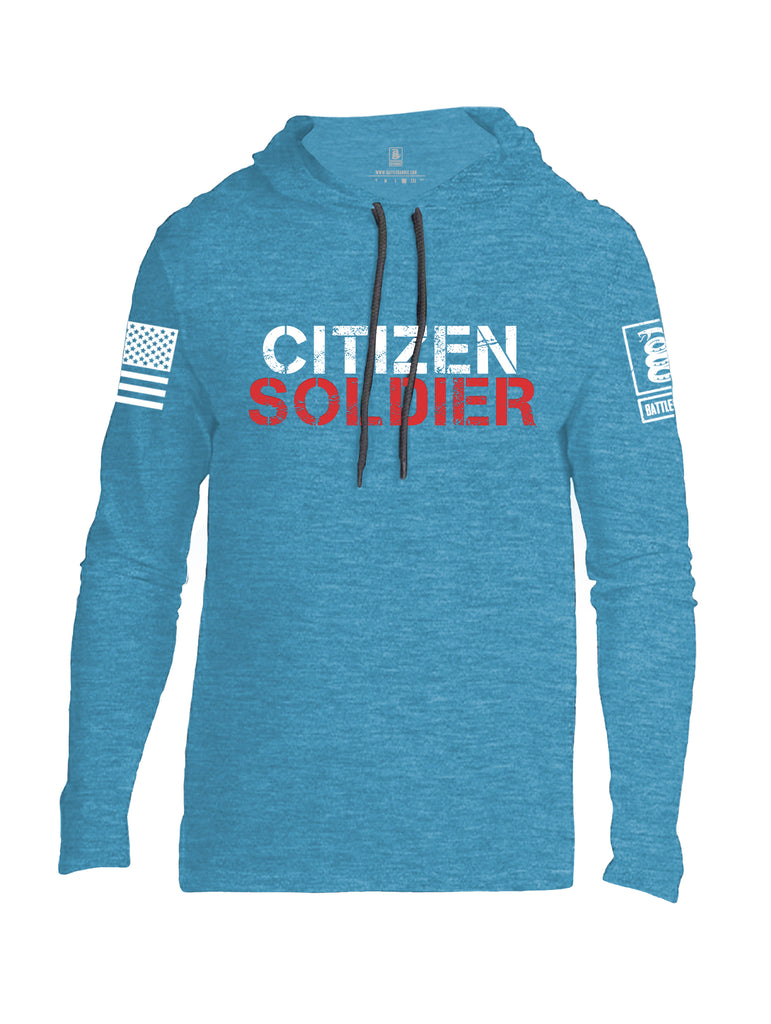 Battleraddle Citizen Soldier White Sleeve Print Mens Thin Cotton Lightweight Hoodie