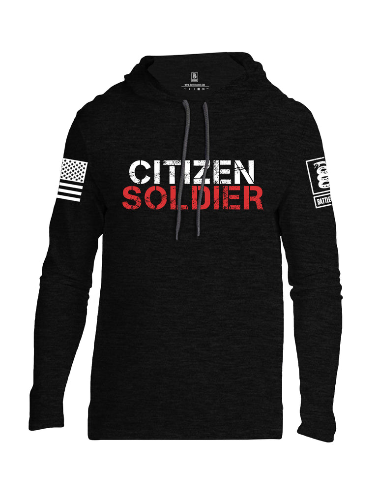 Battleraddle Citizen Soldier White Sleeve Print Mens Thin Cotton Lightweight Hoodie