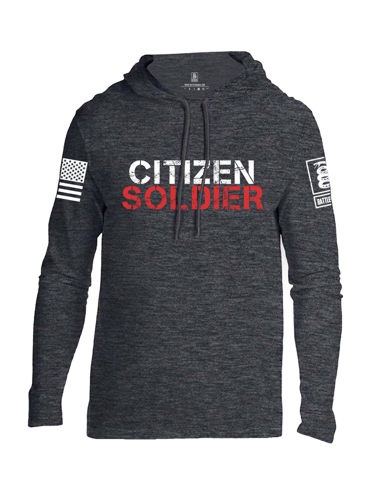 Battleraddle Citizen Soldier White Sleeve Print Mens Thin Cotton Lightweight Hoodie