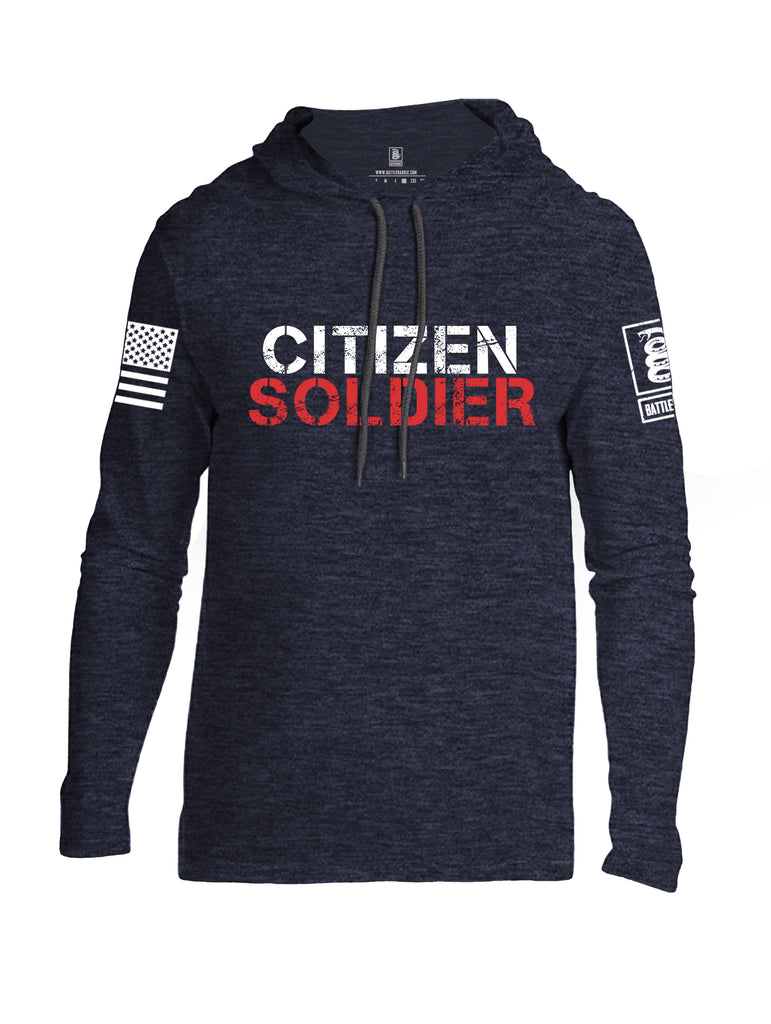 Battleraddle Citizen Soldier White Sleeve Print Mens Thin Cotton Lightweight Hoodie