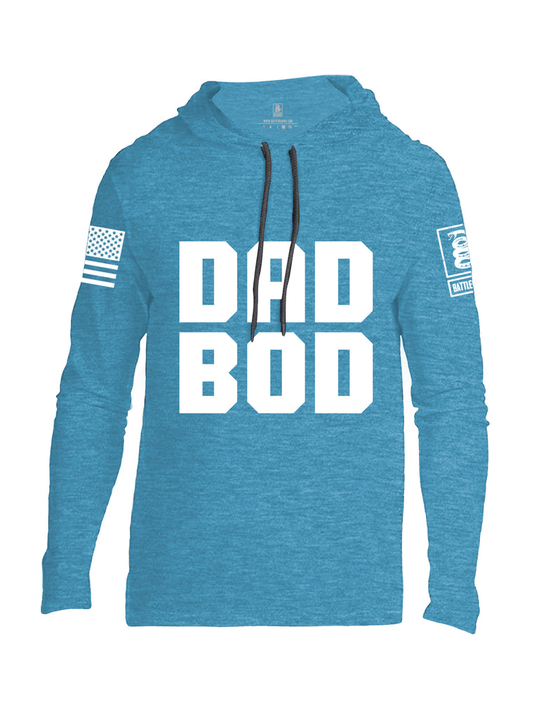 Battleraddle Dad Bod White Sleeve Print Mens Thin Cotton Lightweight Hoodie