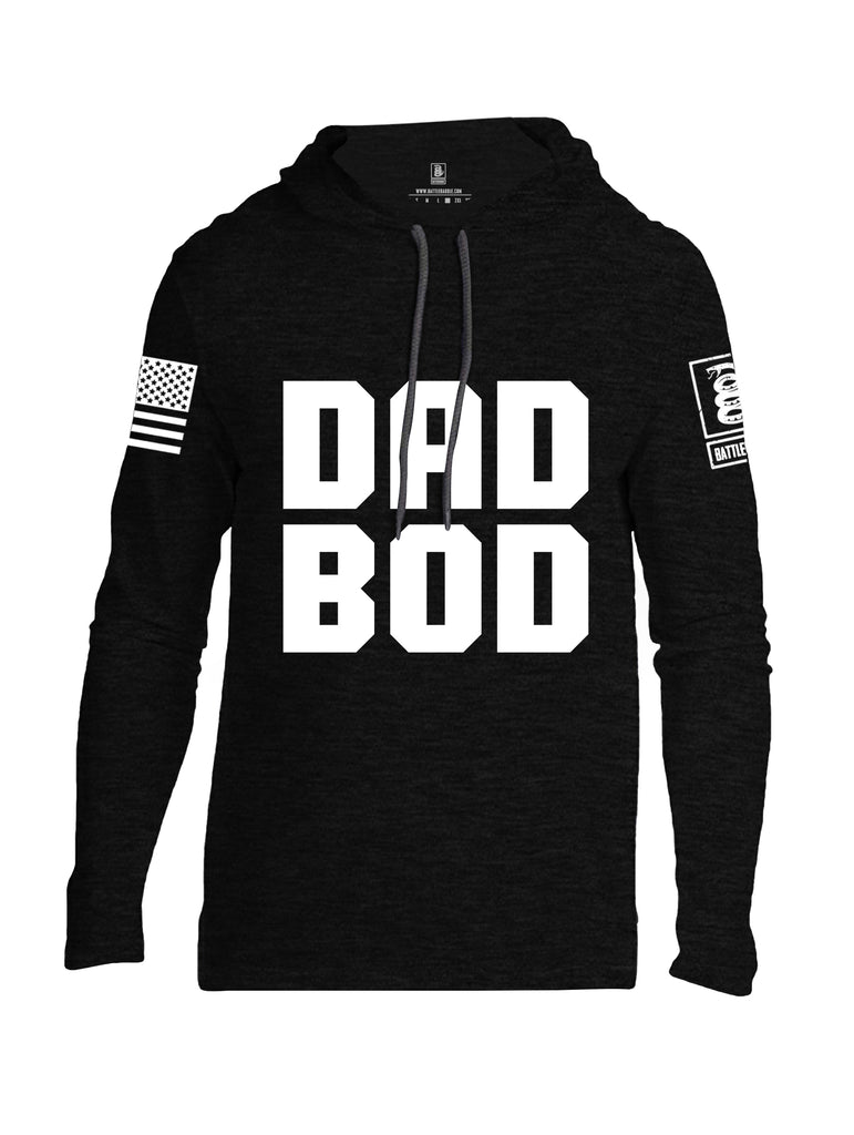 Battleraddle Dad Bod White Sleeve Print Mens Thin Cotton Lightweight Hoodie