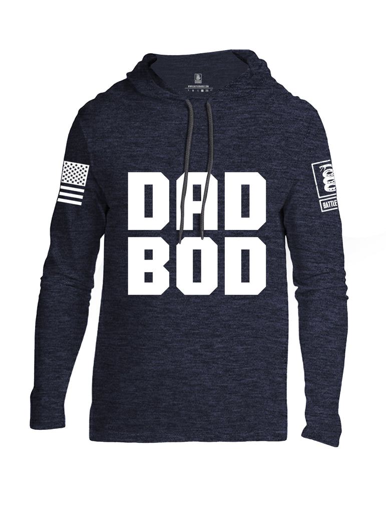 Battleraddle Dad Bod White Sleeve Print Mens Thin Cotton Lightweight Hoodie