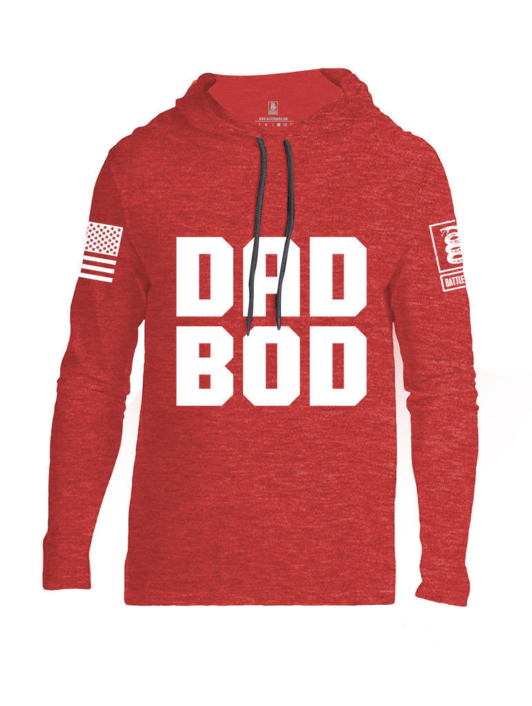 Battleraddle Dad Bod White Sleeve Print Mens Thin Cotton Lightweight Hoodie