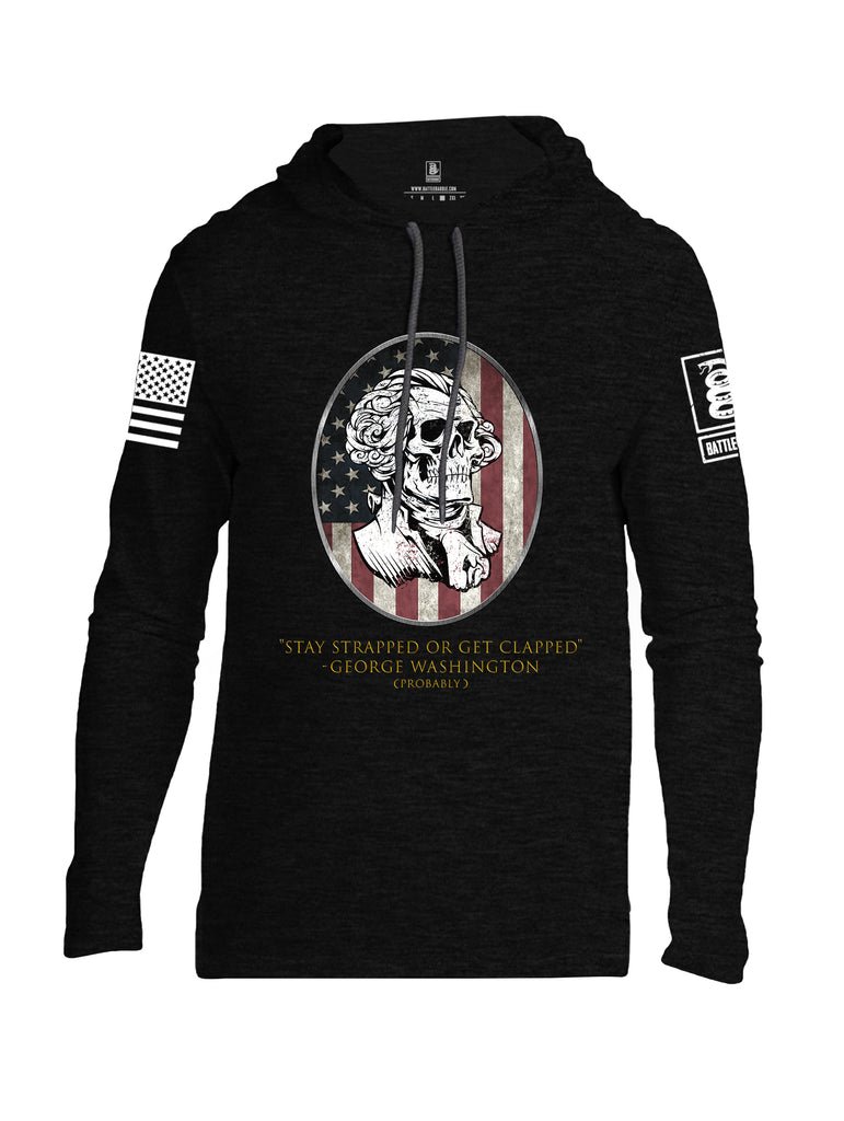 Battleraddle Stay Strapped Or Get Clapped George Washington White Sleeve Print Mens Thin Cotton Lightweight Hoodie