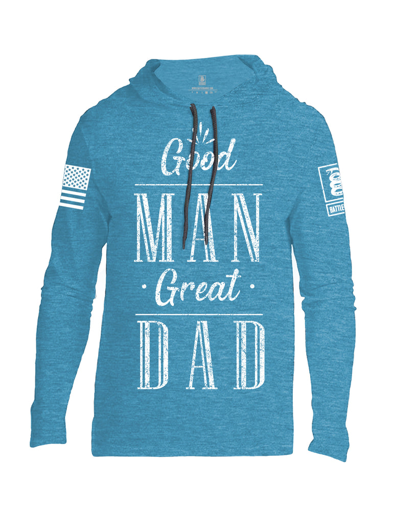 Battleraddle Good Man Great Dad White Sleeve Print Mens Thin Cotton Lightweight Hoodie