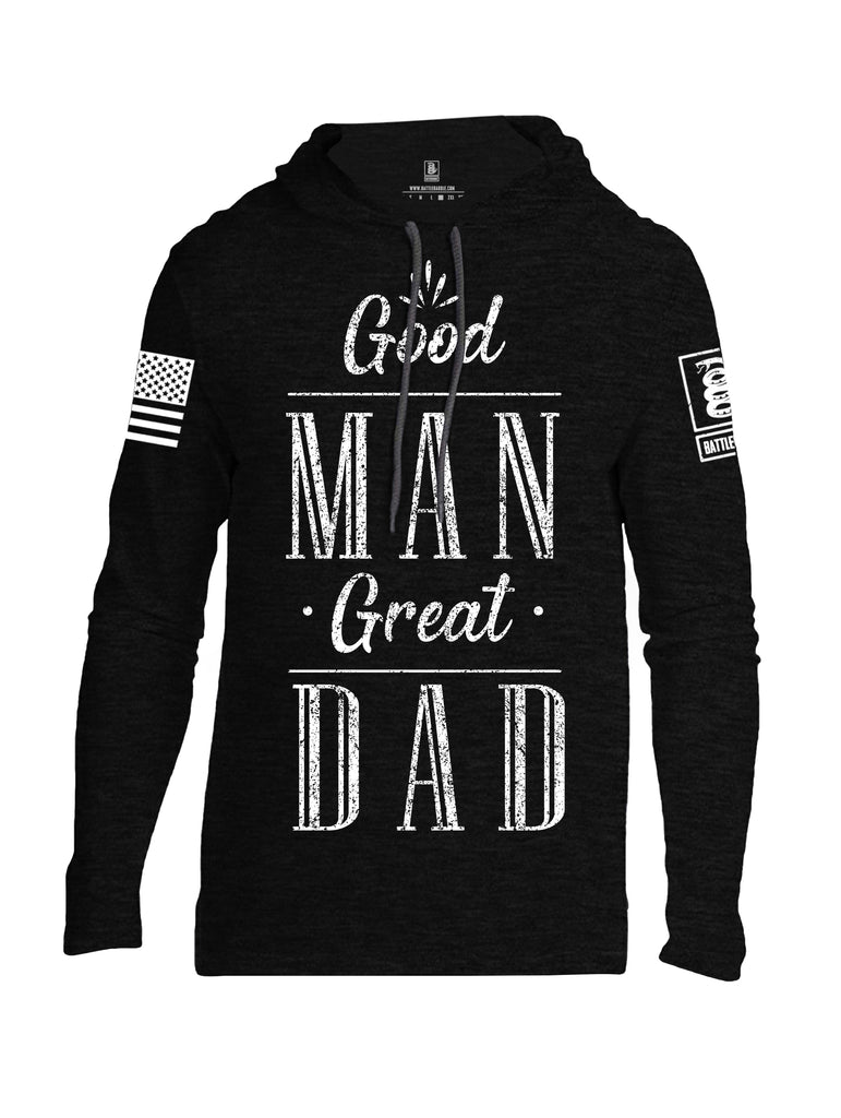 Battleraddle Good Man Great Dad White Sleeve Print Mens Thin Cotton Lightweight Hoodie