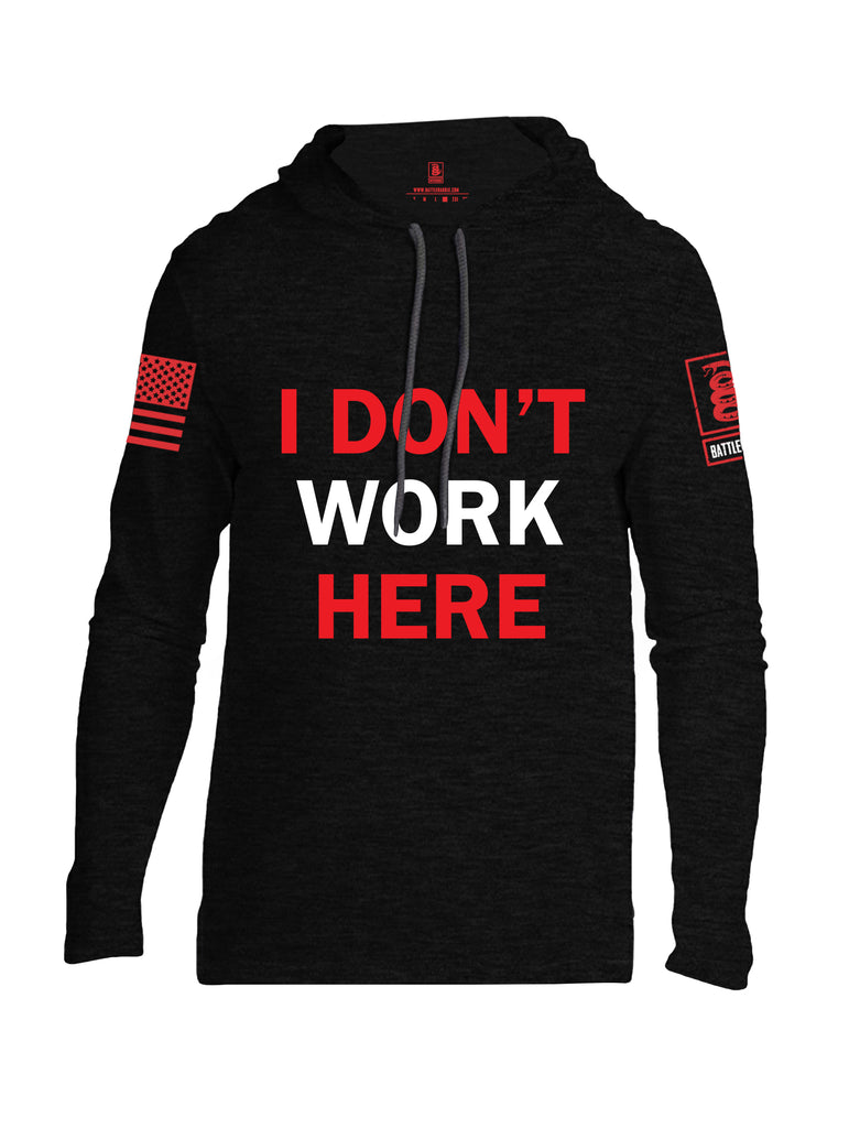 Battleraddle I Dont Work Here Red Sleeve Print Mens Thin Cotton Lightweight Hoodie