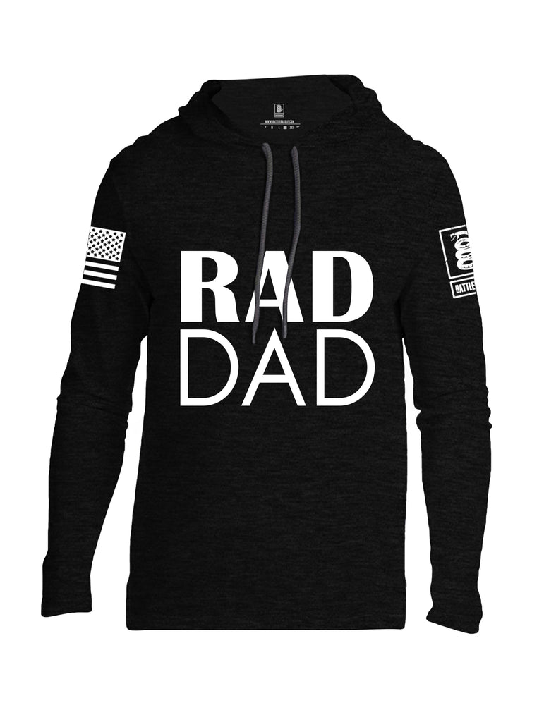 Battleraddle Rad Dad White Sleeve Print Mens Thin Cotton Lightweight Hoodie