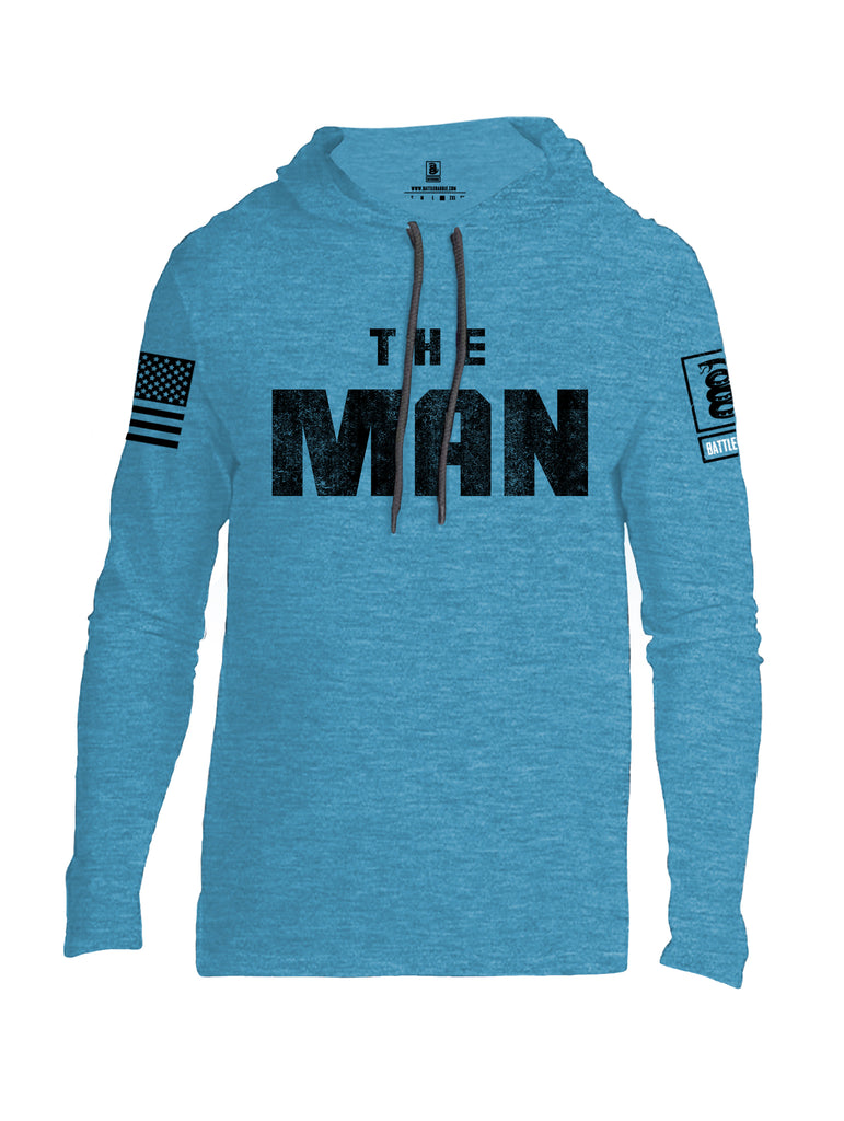 Battleraddle The Man Black Sleeve Print Mens Thin Cotton Lightweight Hoodie