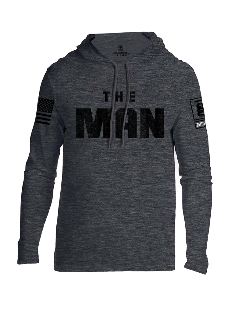 Battleraddle The Man Black Sleeve Print Mens Thin Cotton Lightweight Hoodie