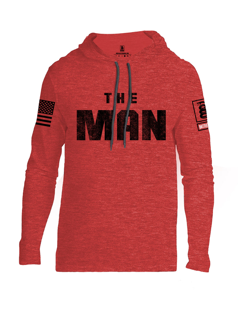 Battleraddle The Man Black Sleeve Print Mens Thin Cotton Lightweight Hoodie