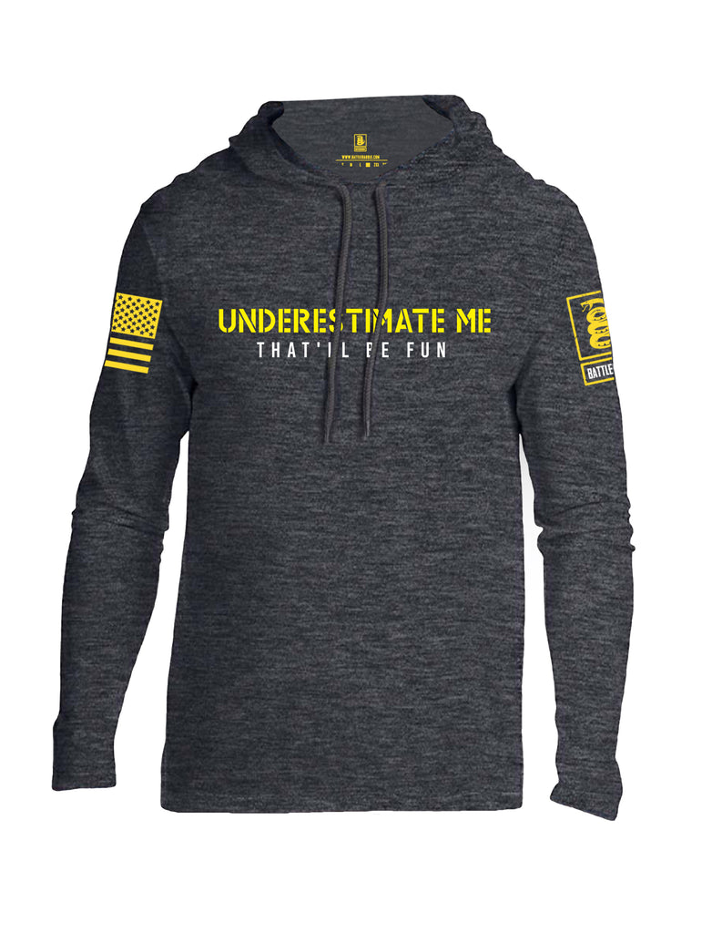 Battleraddle Underestimate Me That Will Be Fun Yellow Sleeve Print Mens Thin Cotton Lightweight Hoodie