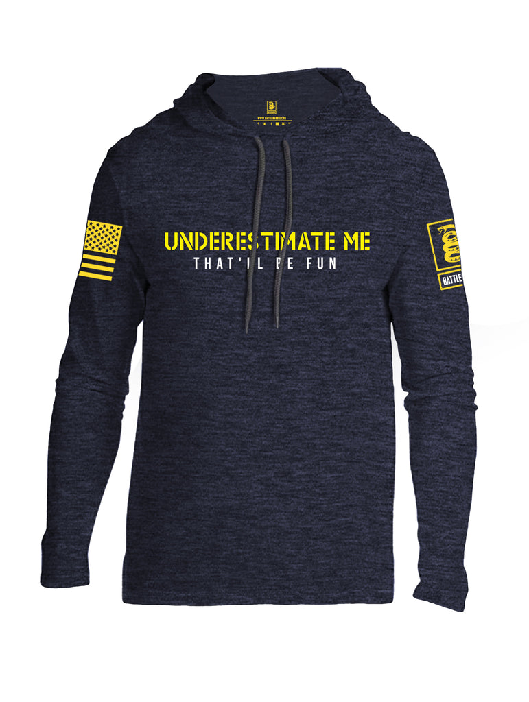 Battleraddle Underestimate Me That Will Be Fun Yellow Sleeve Print Mens Thin Cotton Lightweight Hoodie