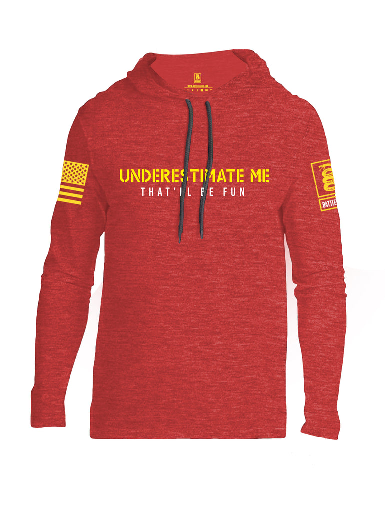 Battleraddle Underestimate Me That Will Be Fun Yellow Sleeve Print Mens Thin Cotton Lightweight Hoodie