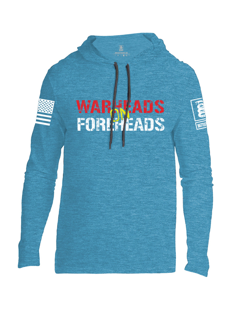 Battleraddle Warheads On Foreheads White Sleeve Print Mens Thin Cotton Lightweight Hoodie