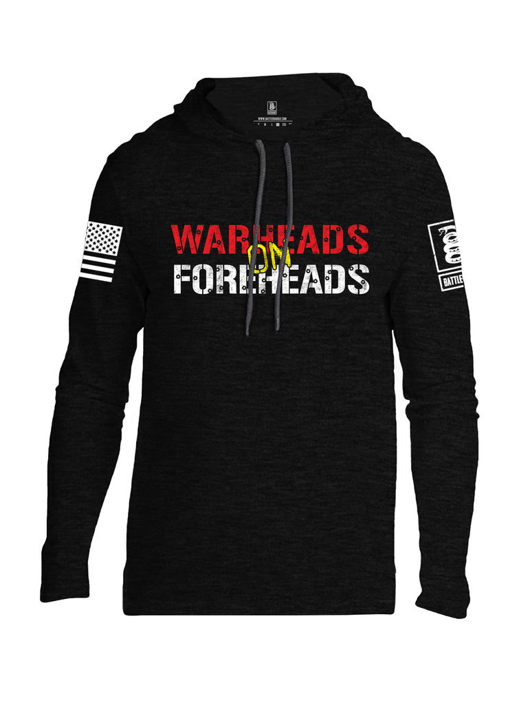 Battleraddle Warheads On Foreheads White Sleeve Print Mens Thin Cotton Lightweight Hoodie