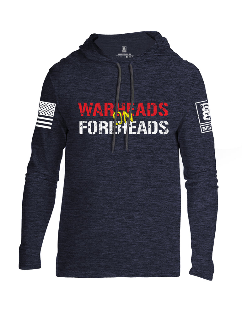 Battleraddle Warheads On Foreheads White Sleeve Print Mens Thin Cotton Lightweight Hoodie