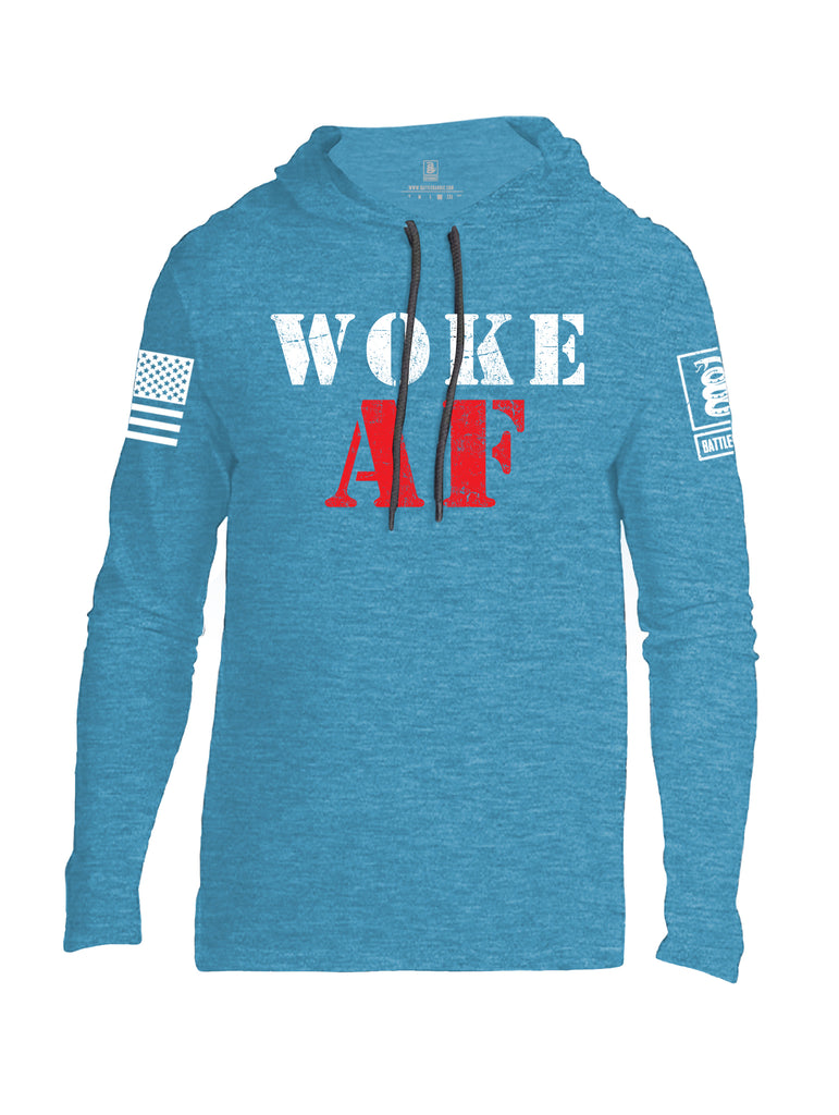 Battleraddle Woke AF White Sleeve Print Mens Thin Cotton Lightweight Hoodie