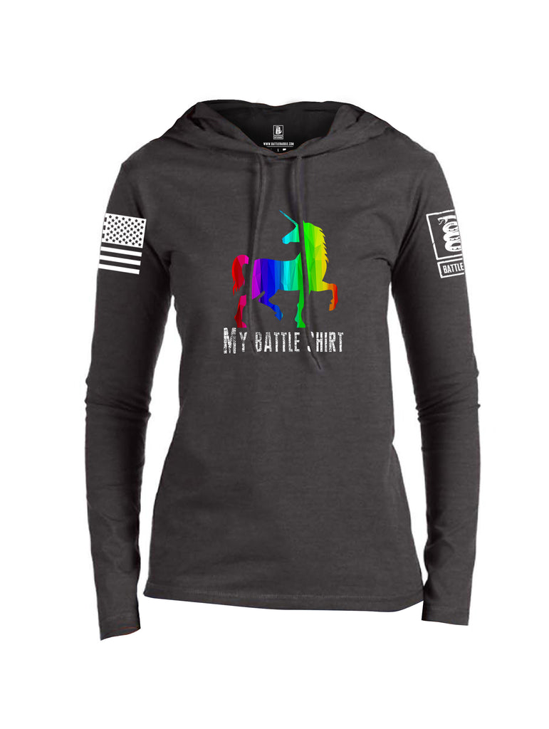 Battleraddle My Battle Shirt White Sleeve Print Womens Thin Cotton Lightweight Hoodie