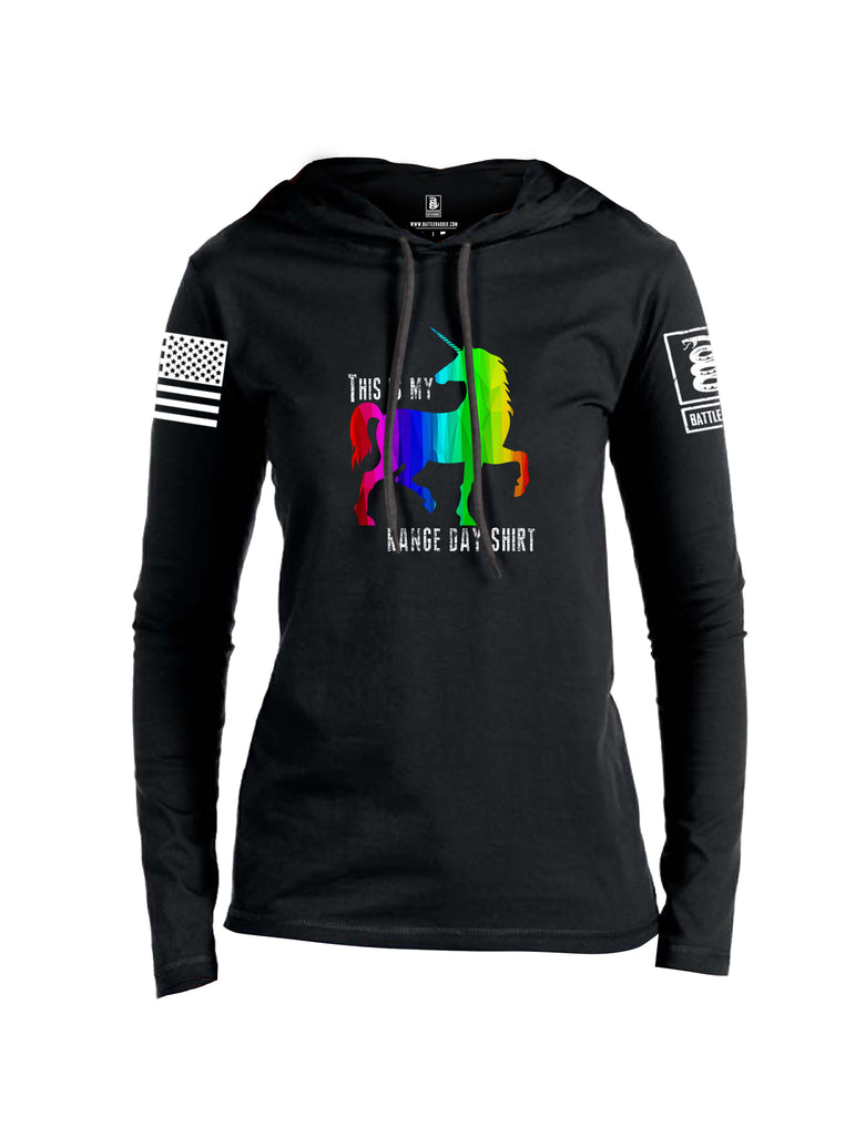 Battleraddle This is My Range Day Shirt White Sleeve Print Womens Thin Cotton Lightweight Hoodie