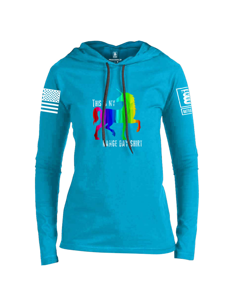 Battleraddle This is My Range Day Shirt White Sleeve Print Womens Thin Cotton Lightweight Hoodie