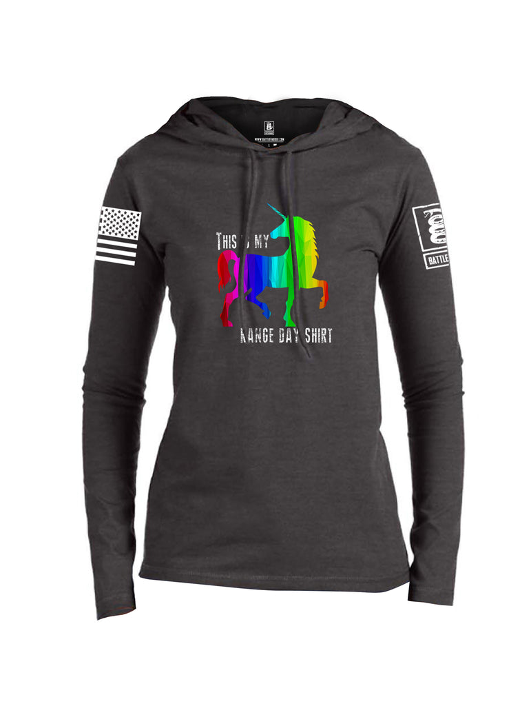 Battleraddle This is My Range Day Shirt White Sleeve Print Womens Thin Cotton Lightweight Hoodie