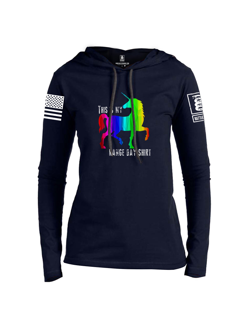 Battleraddle This is My Range Day Shirt White Sleeve Print Womens Thin Cotton Lightweight Hoodie