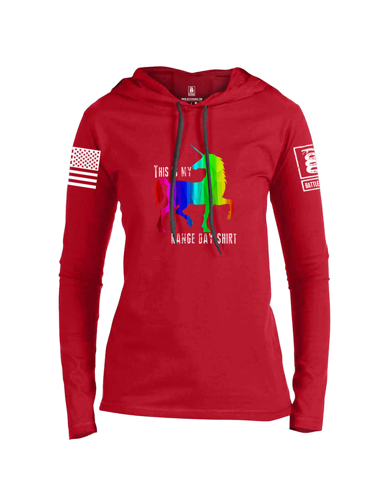 Battleraddle This is My Range Day Shirt White Sleeve Print Womens Thin Cotton Lightweight Hoodie
