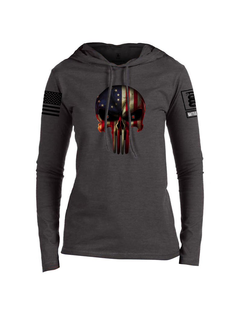 Battleraddle Expounder Colony Flag Black Sleeve Print Womens Thin Cotton Lightweight Hoodie