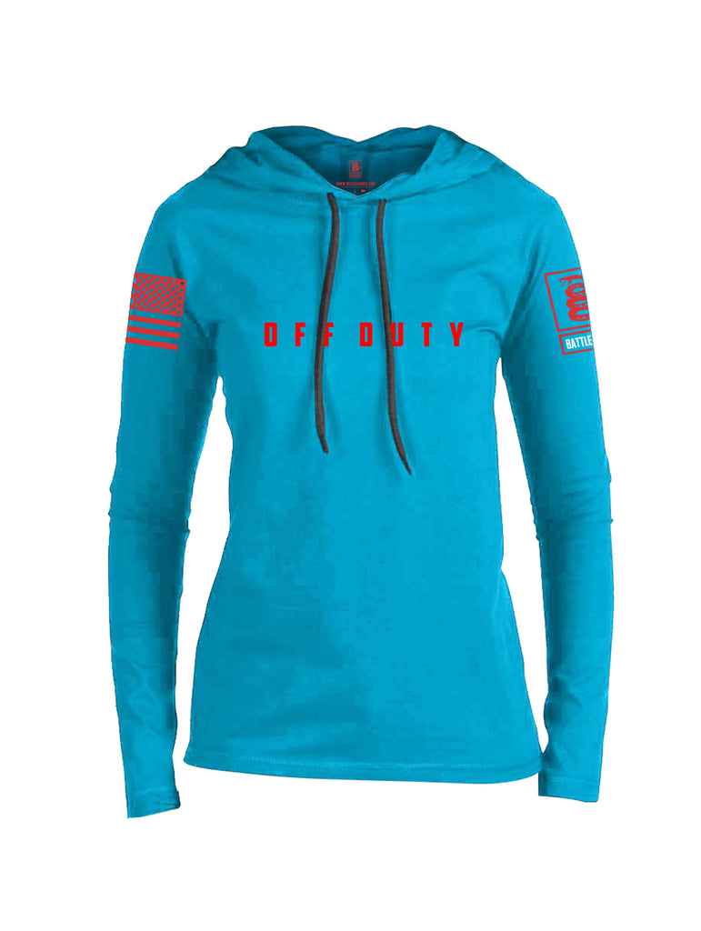 Battleraddle Off Duty Red Sleeve Print Womens Thin Cotton Lightweight Hoodie
