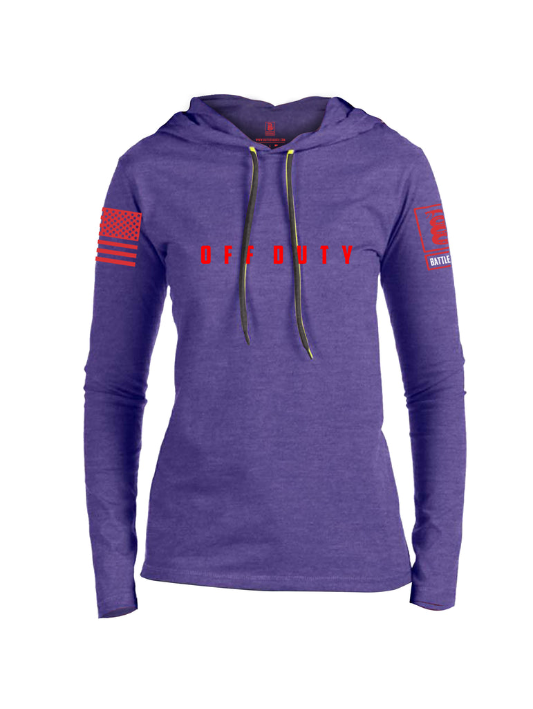 Battleraddle Off Duty Red Sleeve Print Womens Thin Cotton Lightweight Hoodie