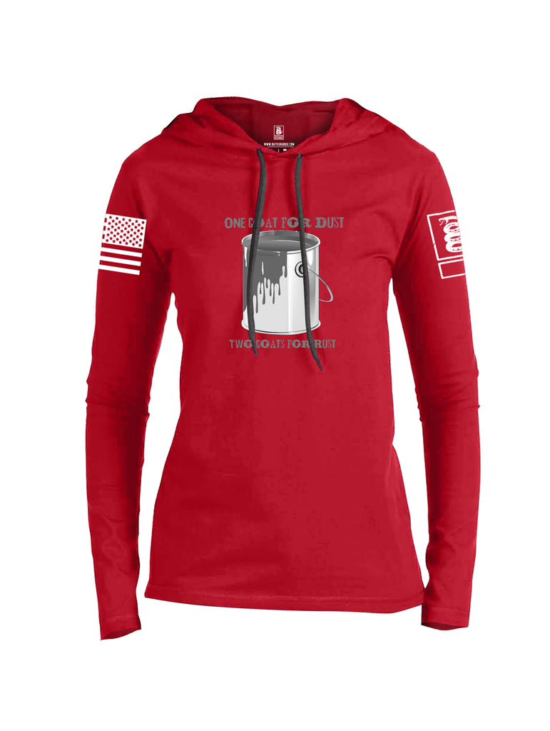 Battleraddle One Coat For Dust Two Coats For Rust White Sleeve Print Womens Thin Cotton Lightweight Hoodie