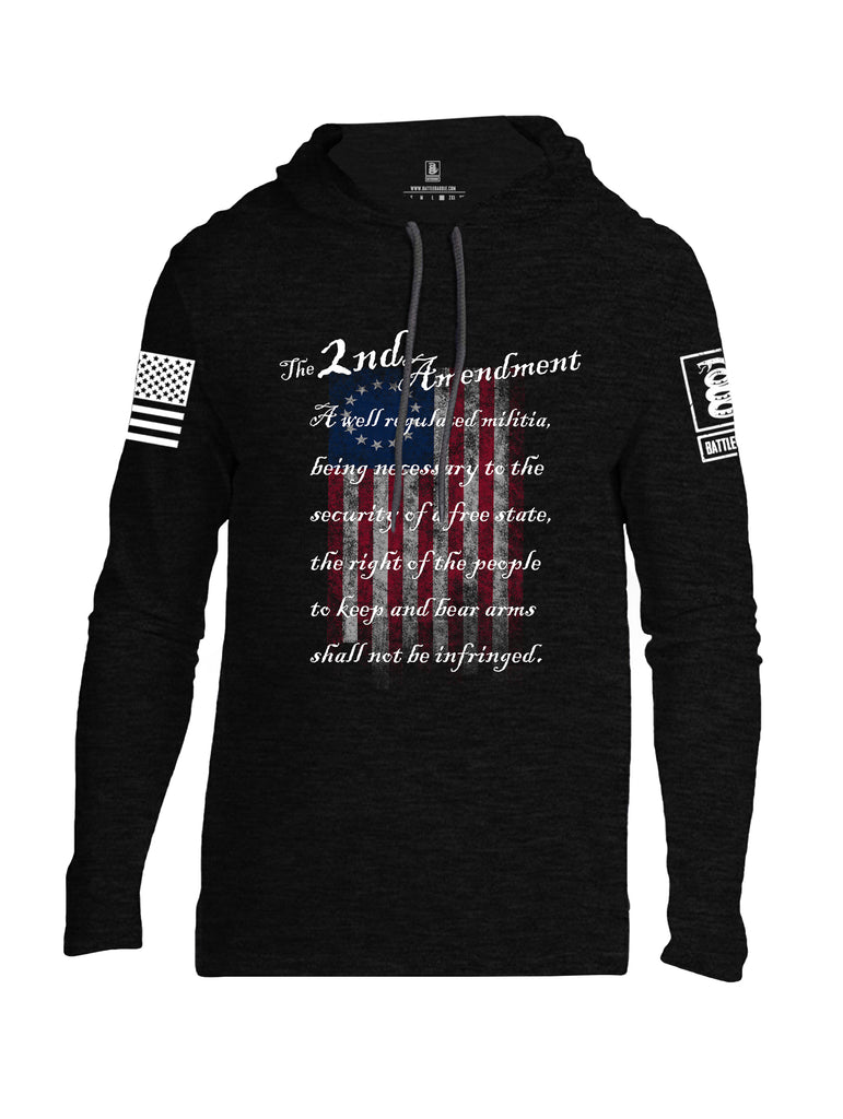 Battleraddle The 2nd Amendment 13 Colonies White Sleeve Print Mens Thin Cotton Lightweight Hoodie