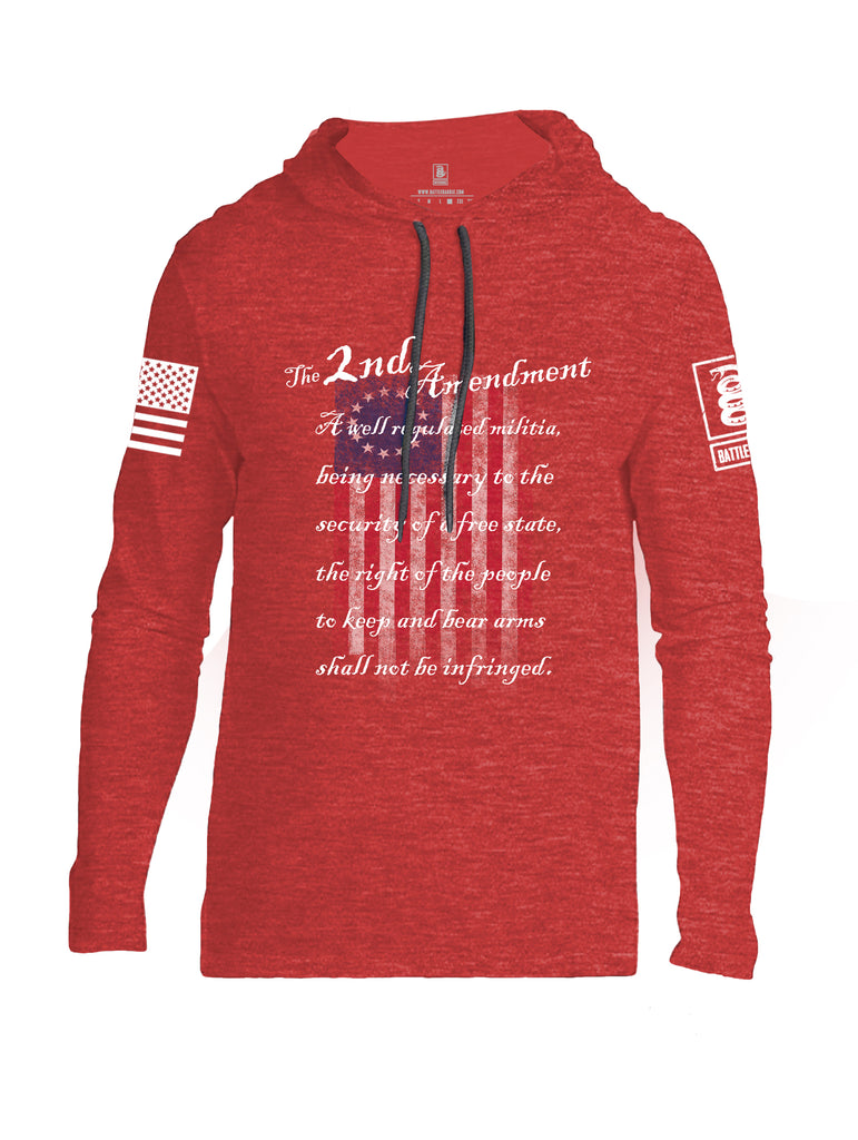 Battleraddle The 2nd Amendment 13 Colonies White Sleeve Print Mens Thin Cotton Lightweight Hoodie