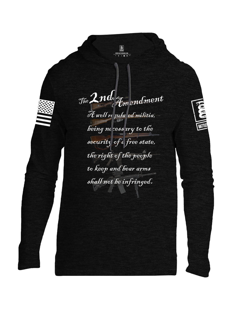 Battleraddle The 2nd Amendment Gun Evolution White Sleeve Print Sleeve Print Mens Thin Cotton Lightweight Hoodie