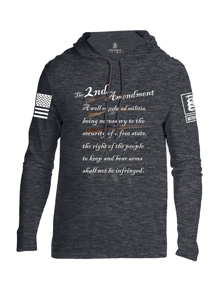 Battleraddle The 2nd Amendment Gun Evolution White Sleeve Print Sleeve Print Mens Thin Cotton Lightweight Hoodie