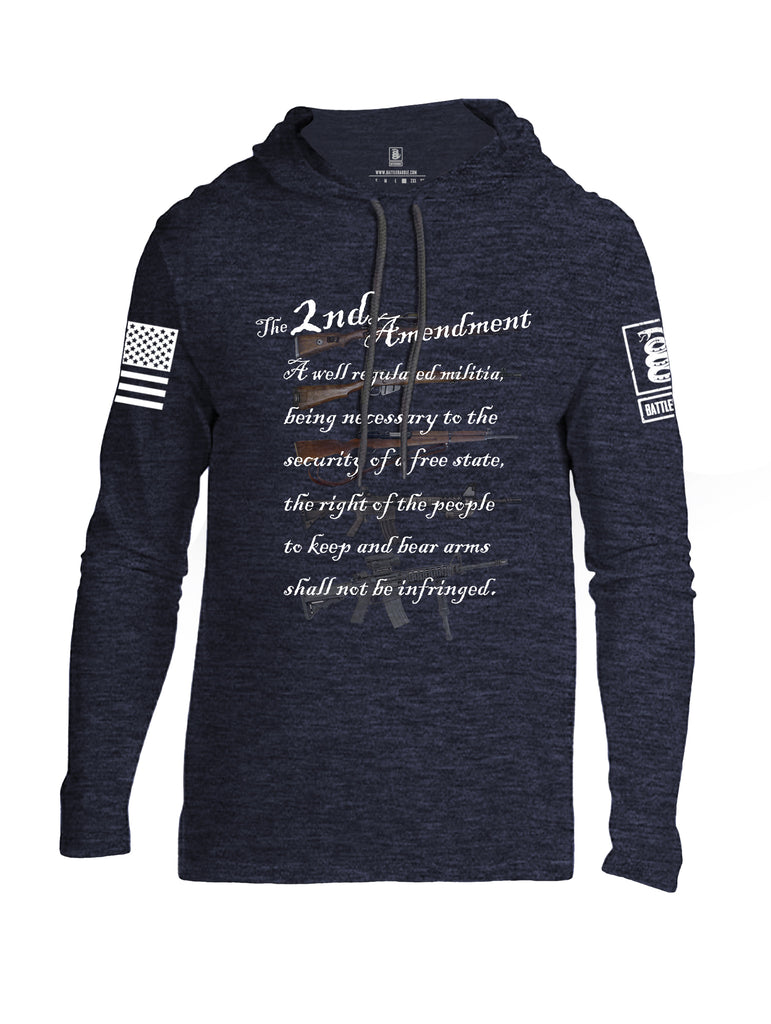 Battleraddle The 2nd Amendment Gun Evolution White Sleeve Print Sleeve Print Mens Thin Cotton Lightweight Hoodie