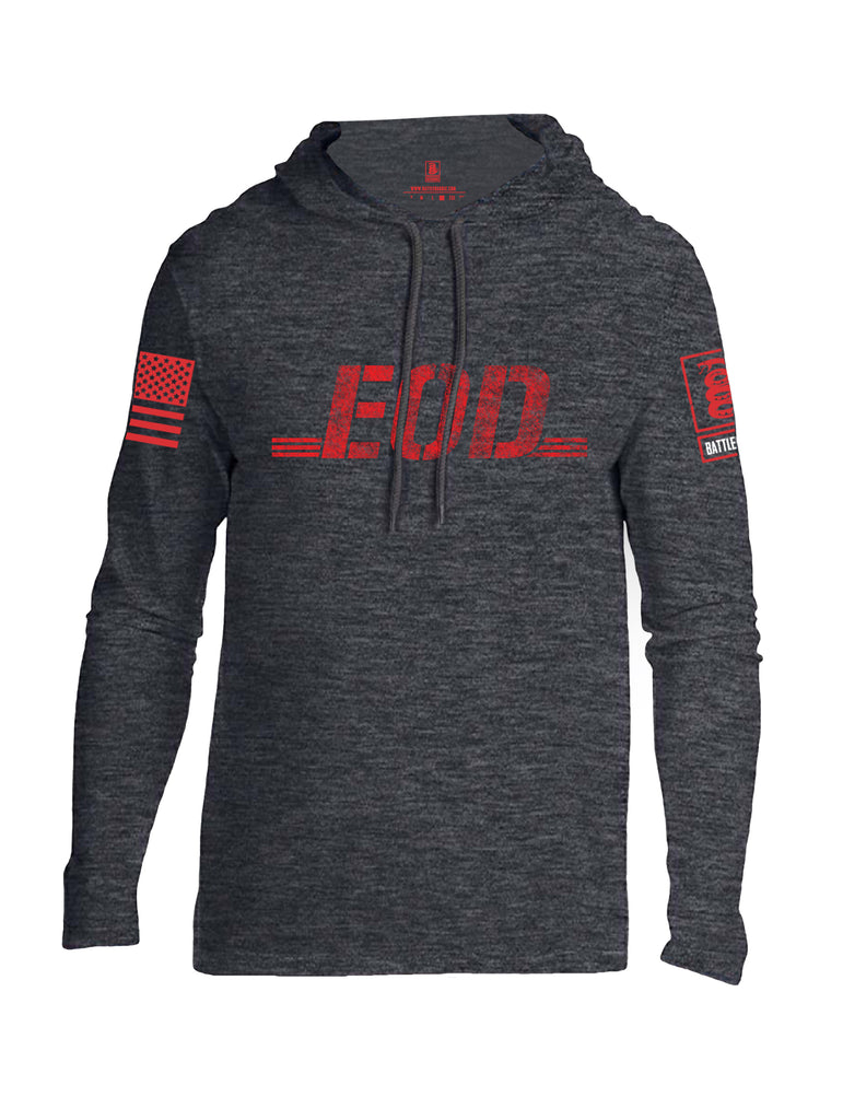 Battleraddle EOD Red Sleeve Print Mens Thin Cotton Lightweight Hoodie