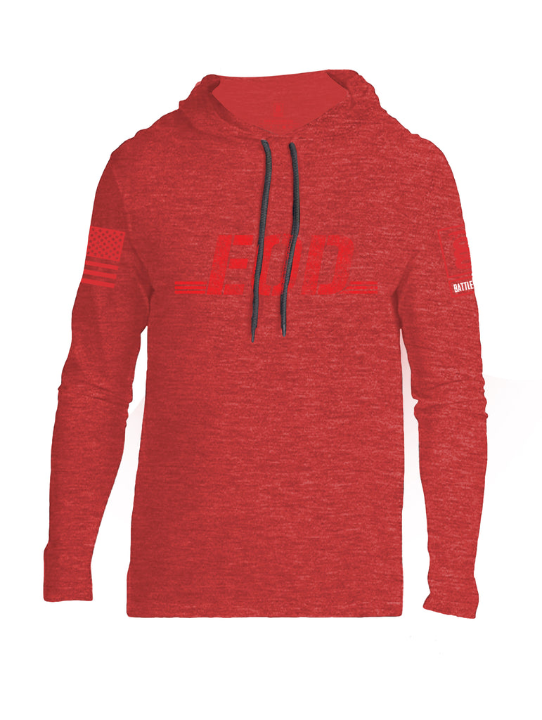 Battleraddle EOD Red Sleeve Print Mens Thin Cotton Lightweight Hoodie