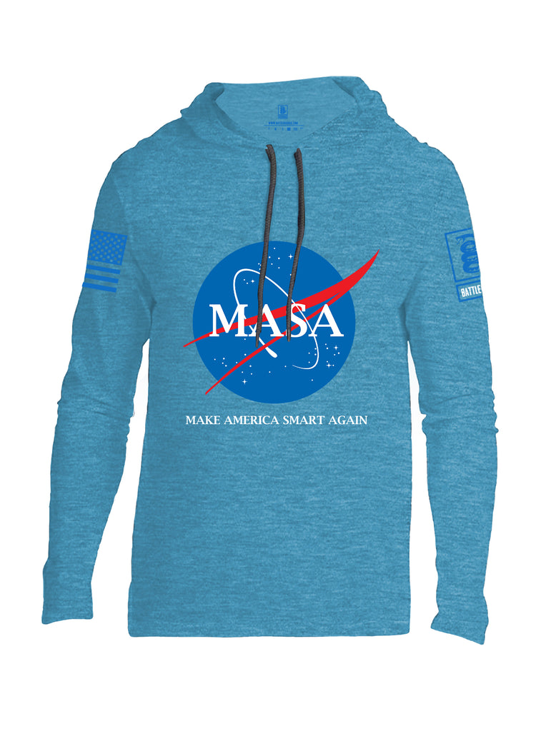 Battleraddle Making America Smart Again Blue Sleeve Print Mens Thin Cotton Lightweight Hoodie