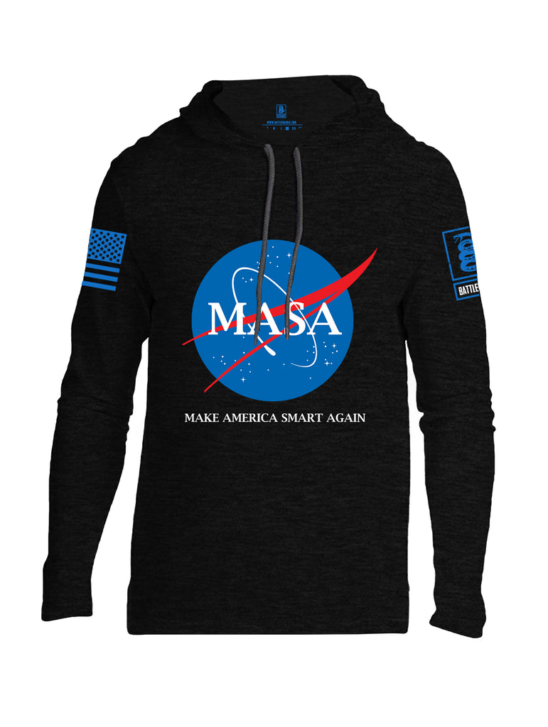 Battleraddle Making America Smart Again Blue Sleeve Print Mens Thin Cotton Lightweight Hoodie