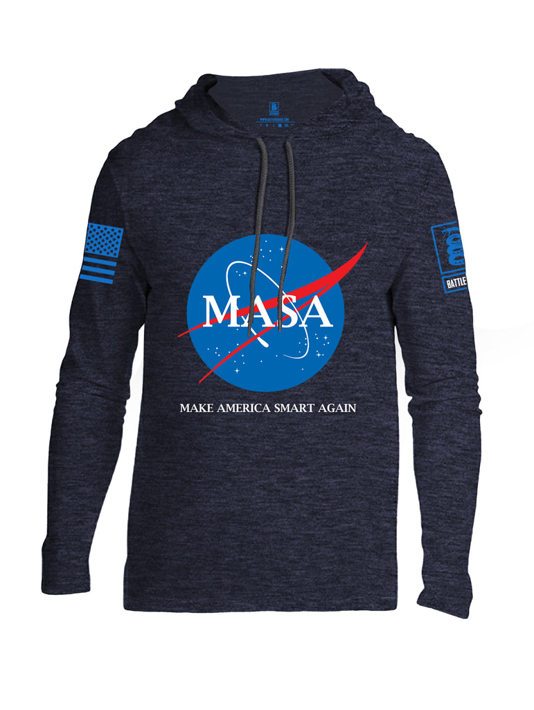 Battleraddle Making America Smart Again Blue Sleeve Print Mens Thin Cotton Lightweight Hoodie