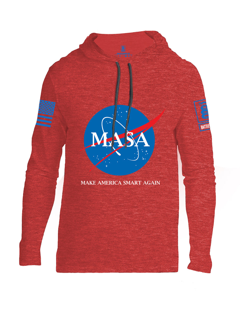 Battleraddle Making America Smart Again Blue Sleeve Print Mens Thin Cotton Lightweight Hoodie