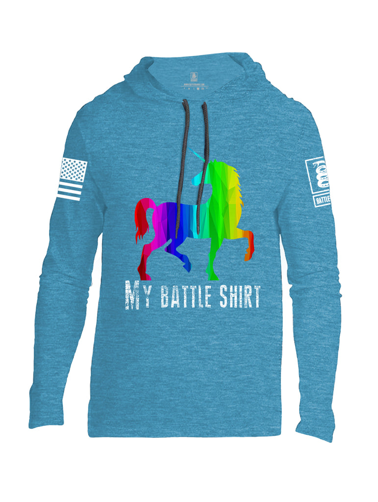 Battleraddle My Battle Shirt White Sleeve Print Mens Thin Cotton Lightweight Hoodie