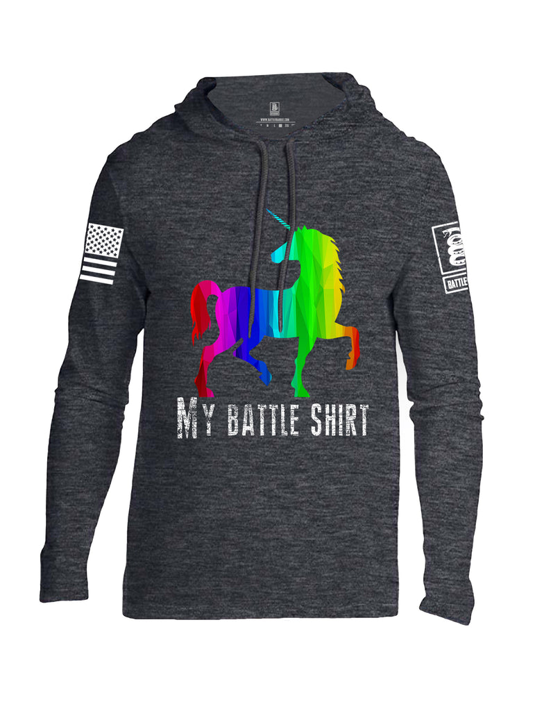 Battleraddle My Battle Shirt White Sleeve Print Mens Thin Cotton Lightweight Hoodie