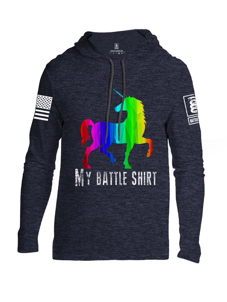 Battleraddle My Battle Shirt White Sleeve Print Mens Thin Cotton Lightweight Hoodie