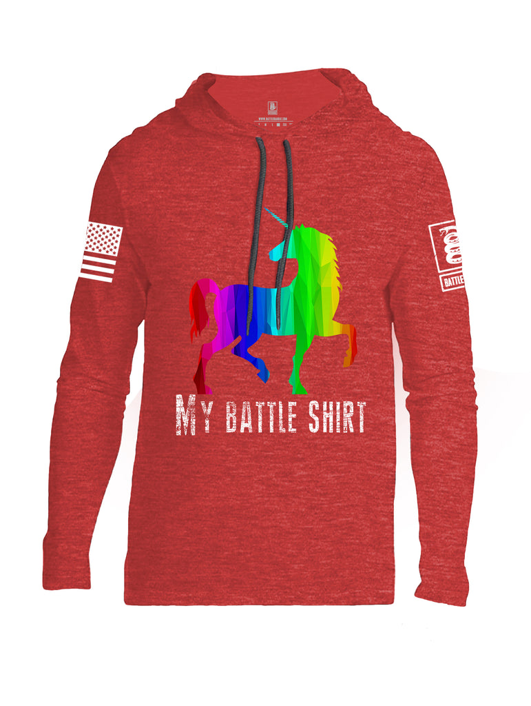 Battleraddle My Battle Shirt White Sleeve Print Mens Thin Cotton Lightweight Hoodie