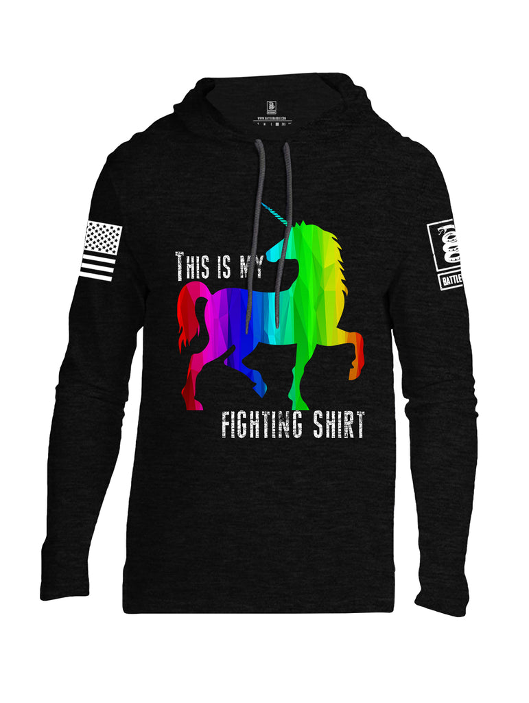Battleraddle This Is My Fighting Shirt White Sleeve Print Mens Thin Cotton Lightweight Hoodie