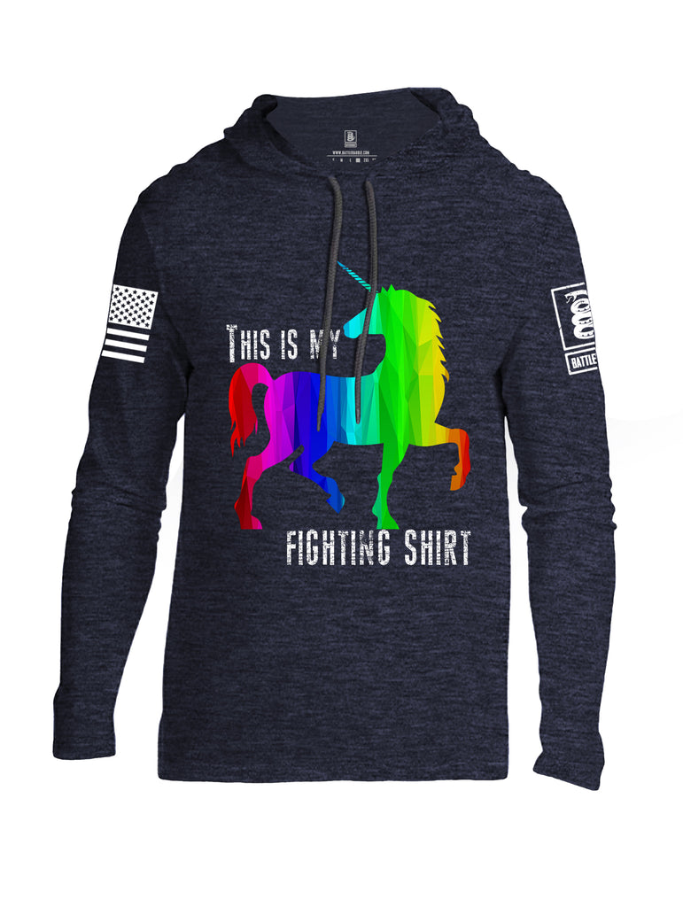 Battleraddle This Is My Fighting Shirt White Sleeve Print Mens Thin Cotton Lightweight Hoodie